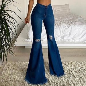 Mystery Solved Extreme Bell Bottom Jeans - Medium Blue Wash